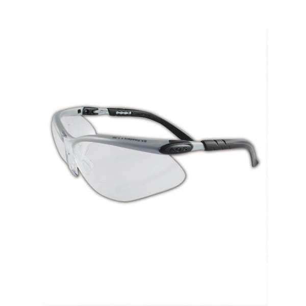 Reader Safety Glasses, Black Clear Lens, Anti-Fog Coating, Standard